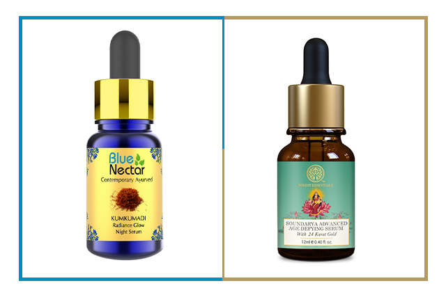 Comparison Between Blue Nectar Kumkumadi Tailam & Forest Essentials’ Advanced Soundarya Age Defying Facial Serum